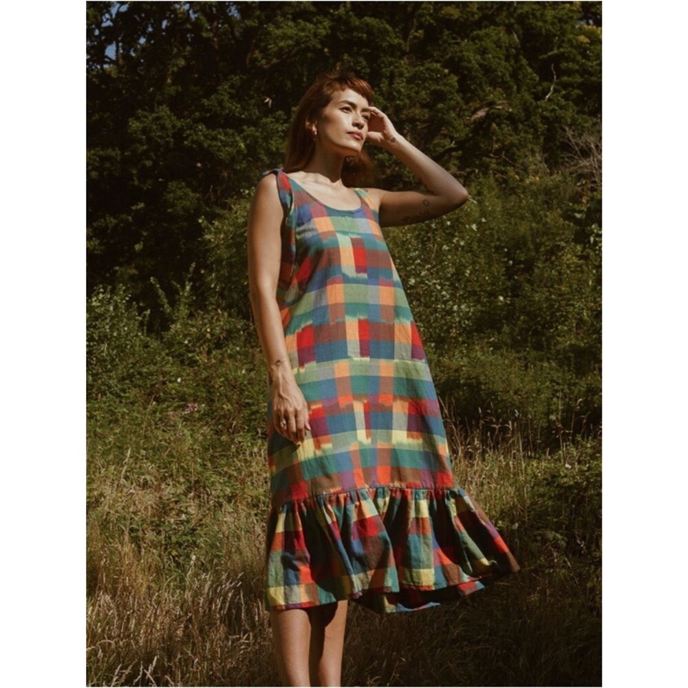 Chaos And Colour Size S Junie Ikat Multicolor Tie Strap Midi Maxi Dress
